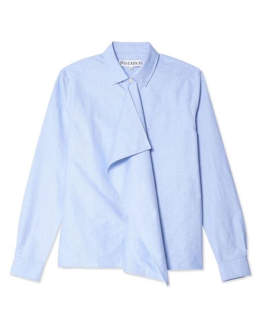 J.W. Anderson Blue Draped Cotton-poplin Shirt