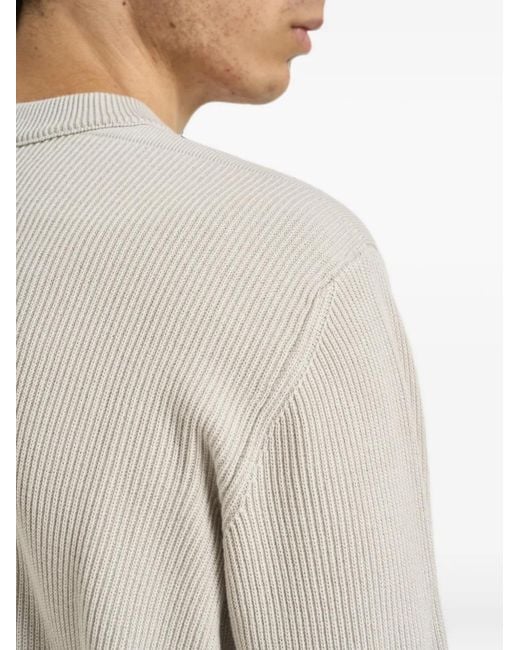 Stone Island Gerippter Pullover Mit Logo-Patch in Natural für Herren