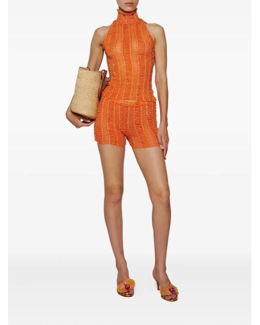 Roberta Einer Orange Short Froncé À Volants
