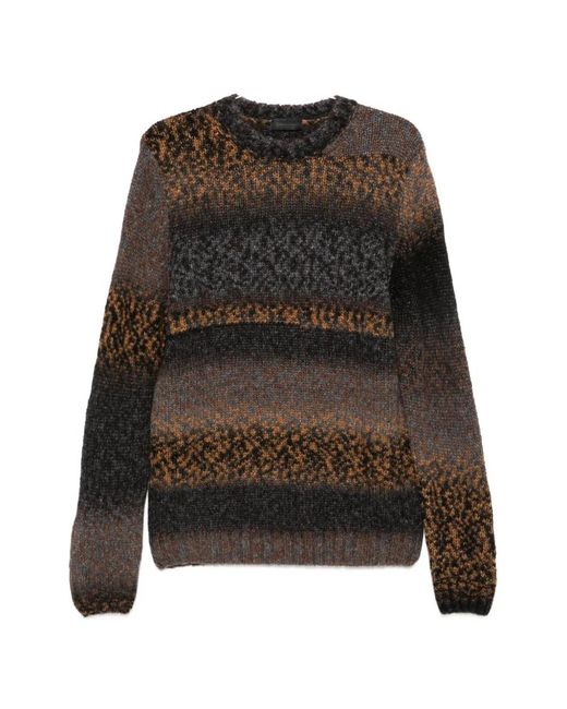 Dondup Black Intarsia-Knit Crew-Neck Sweater for men