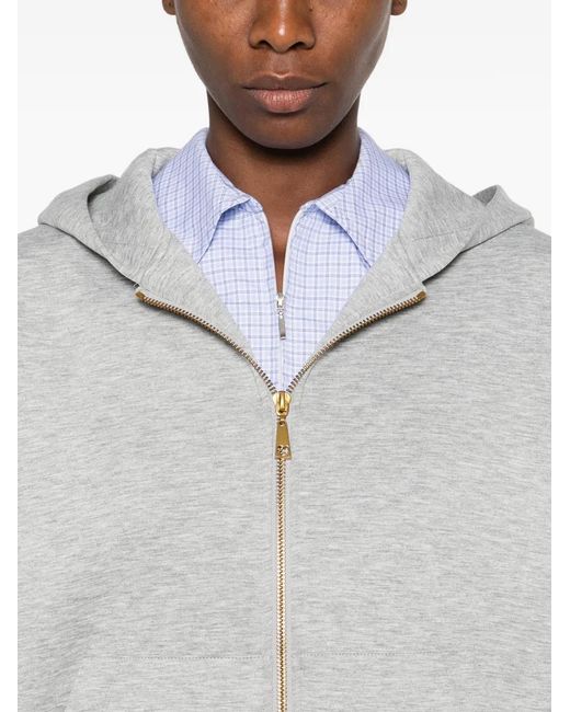 Twinset Gray Hooded Zip-Up Top