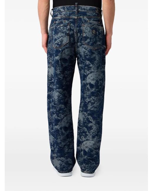 Philipp Plein Beach Boy Skulls Jeans in het Blue voor heren