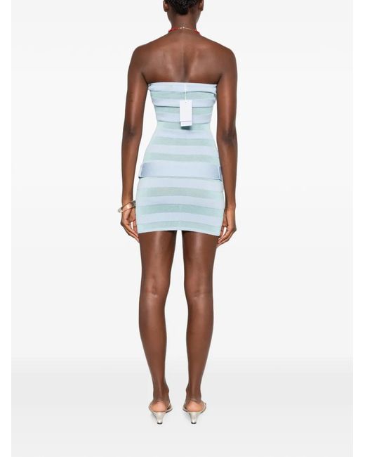 Asta Resort Blue Cora Striped Belted Mini Dress
