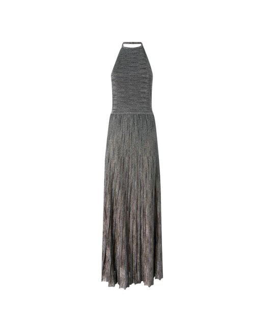 Missoni White Metallic-Effect Halterneck Maxi Dress