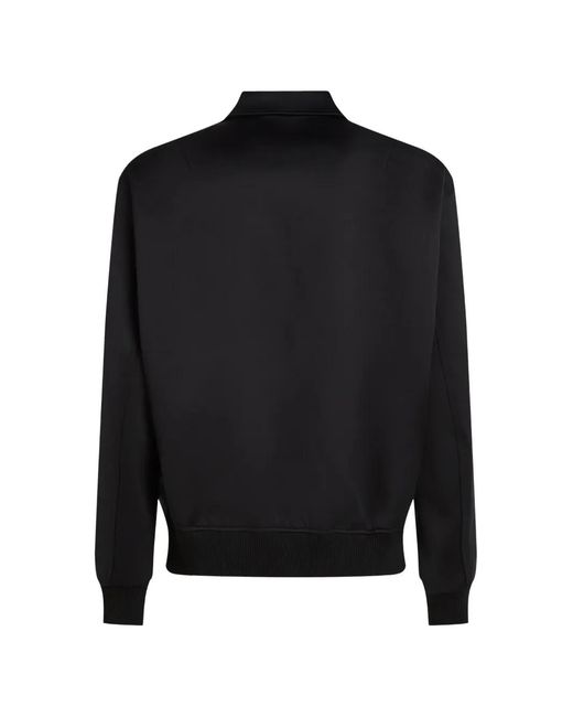 Karl Lagerfeld Black Monogram Satin Bomber Jacket for men