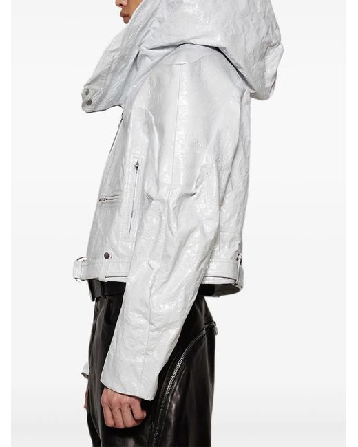 メンズ Rick Owens フーデッド クロップドジャケット Gray