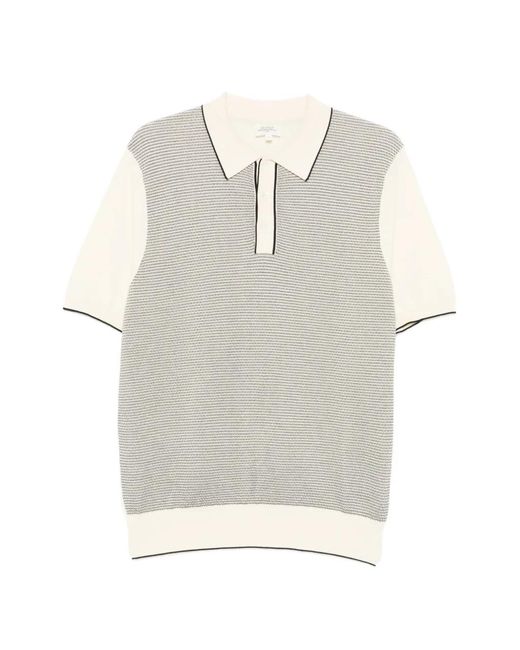 Hartford White Knitted Jacquard Polo Shirt for men