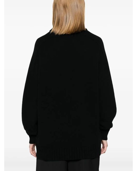 Bompard Black Hammer-Sleeve Round-Neck Sweater