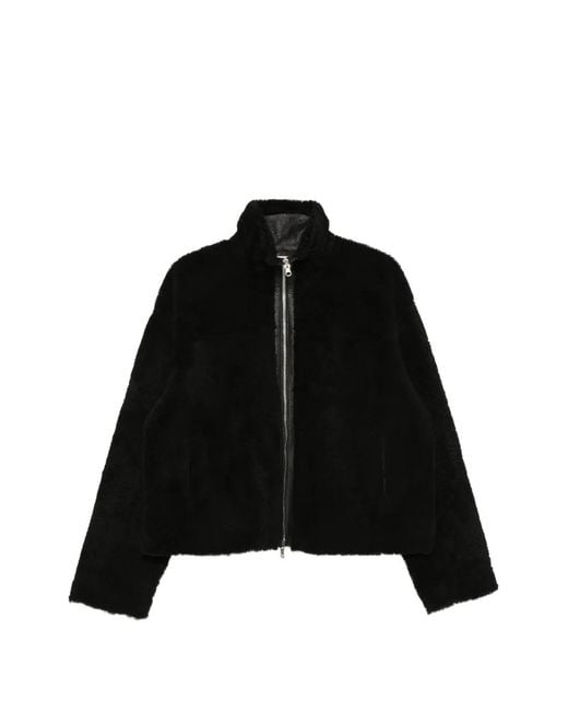 UTZON Black Shearling Zip-Up Reversible Jacket