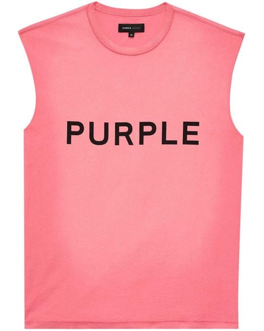 Purple Brand Pink Wordmark Cotton Tank Top for men