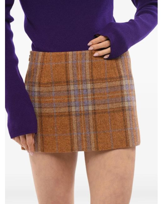 we11done Black Check-Pattern A-Line Mini Skirt
