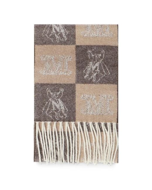 Max Mara White Monogram-Jacquard Fringed Scarf