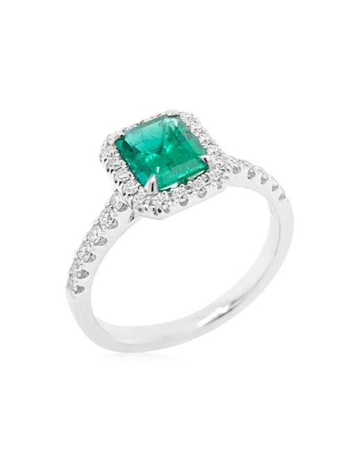 HYT Jewelry Blue Platinum Diamond And Colombian Emerald Ring