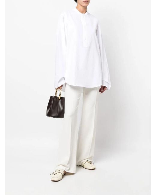 Sofie D'Hoore White Band-Collar Cotton Shirt