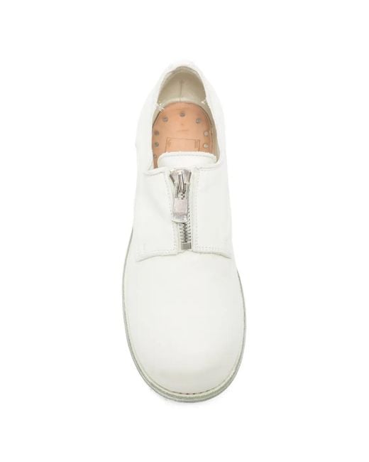 Guidi White Derbies En Cuir À Fermeture Zippée