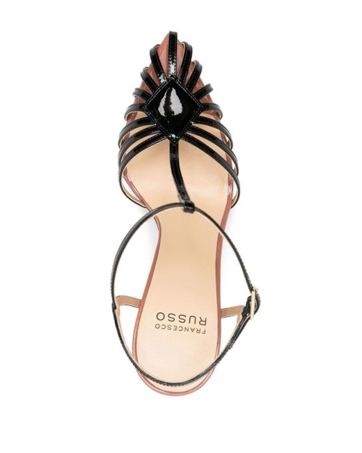 Francesco Russo Black Pointed Strap-Detail 105Mm Sandals