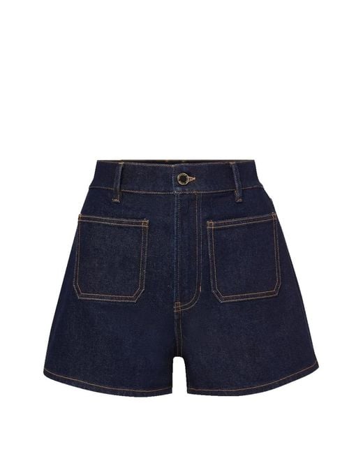 Veronica Beard Blue Elijah Button-Fastening Shorts