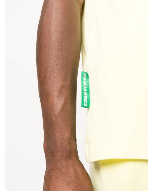 DSquared² Yellow Logo-Print Round-Neck T-Shirt for men
