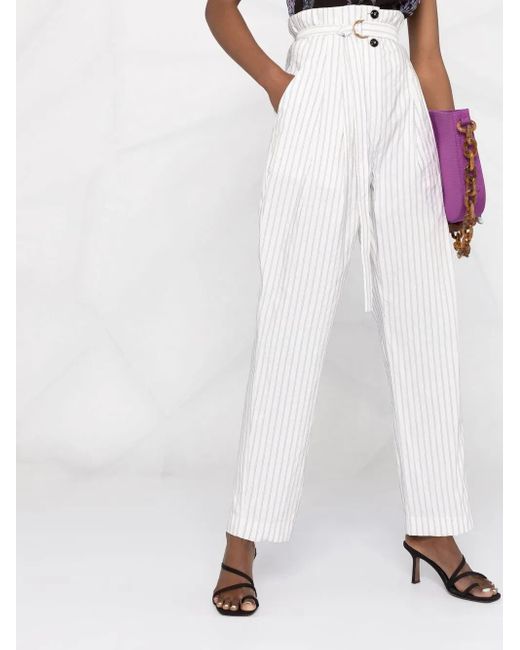 Philosophy Di Lorenzo Serafini White Pinstripe-Print Trousers