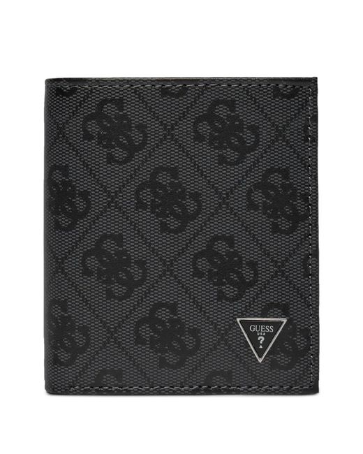 Guess Black Logo-Pattern Logo-Plaque Wallet for men