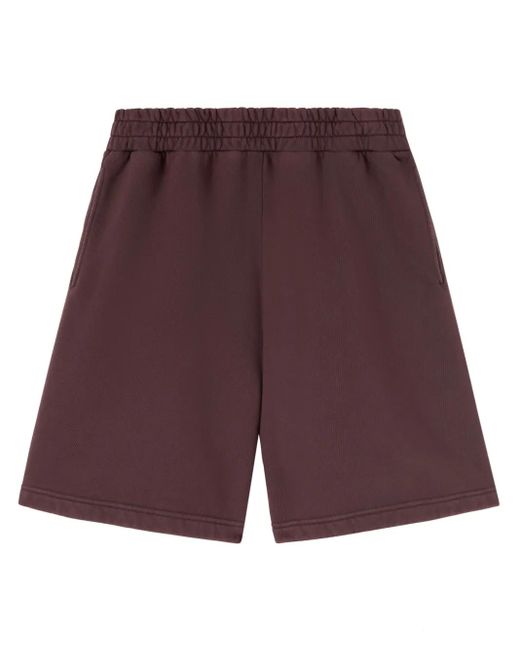 Palm Angels Purple Logo-Print Cotton Track Shorts for men