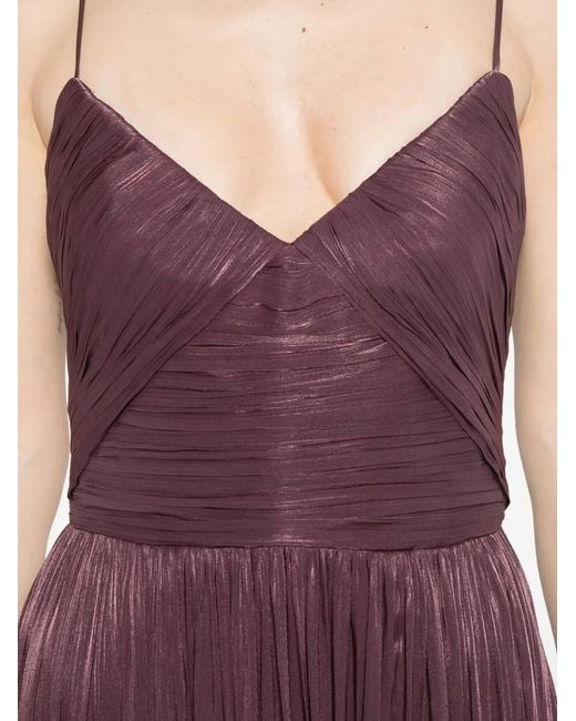 Costarellos Purple Fayla Pleated V-Neck Maxi Dress