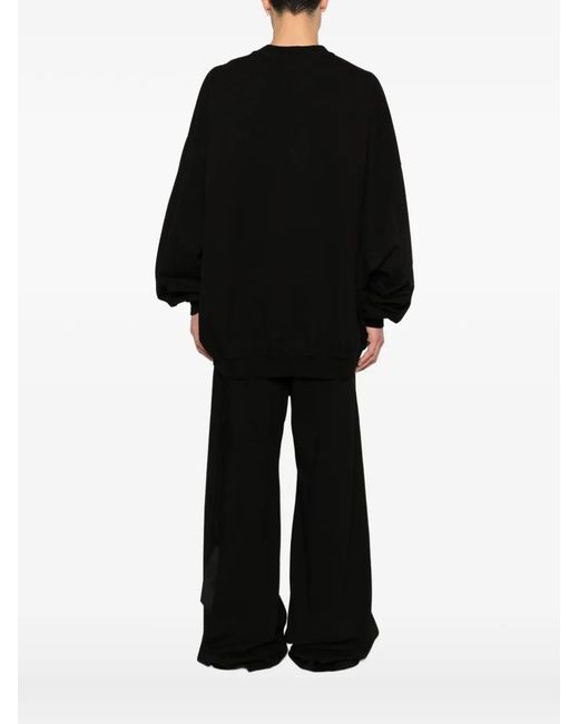 Rick Owens Black Sweat-Shirt Hun À Détail Noué for men