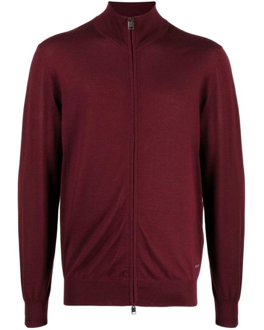 Brioni Zip up Knit Cardigan in Red for Men Lyst UK