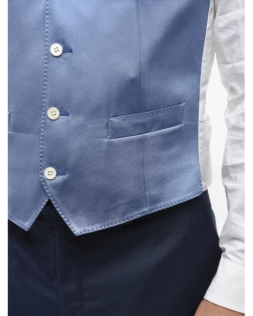 Corneliani Blue Cerimonia Academia Satin-Finish Silk Waistcoat for men