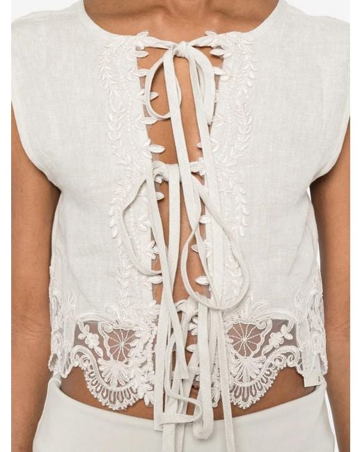 Maurizio Braschi White Lace Tie Top