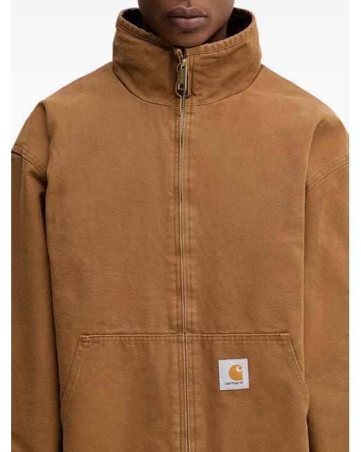 Carhartt Brown Ravon Logo-Patch Zip-Up Jacket for men