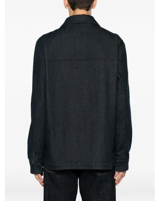 Moncler Blue Patch-Pocket Denim Jacket for men
