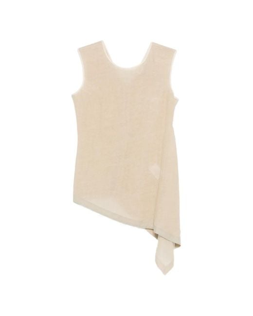 Gentry Portofino White Sleeveless Asymmetric Top