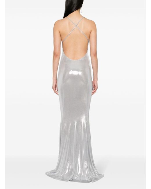 Norma Kamali White Fishtail Maxi Dress