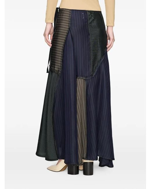 Maison Margiela Maxi-Rok Met Patchwork in het Blue