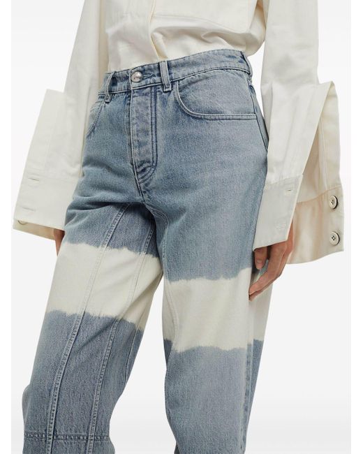 Jil Sander High Waist Jeans Met Colourblocking in het Blue