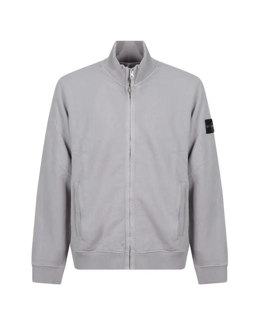 Stone Island Gray 6100066 Brushed Organic Cotton Fleece Track Jacket for men