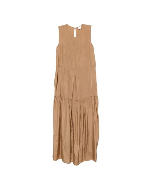 Aspesi Natural Tiered Sleeveless Maxi Dress