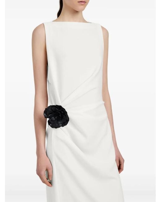 Proenza Schouler White Rose-Embellished Draped Maxi Evening Dress