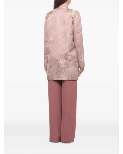 Emme Natural Floral-Embroidered Lurex-Detail Coat