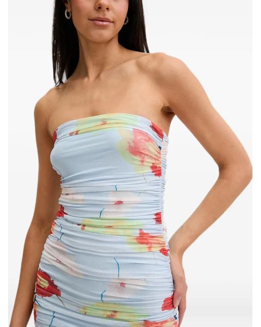Bardot White Solana Floral-Print Ruched Maxi Dress