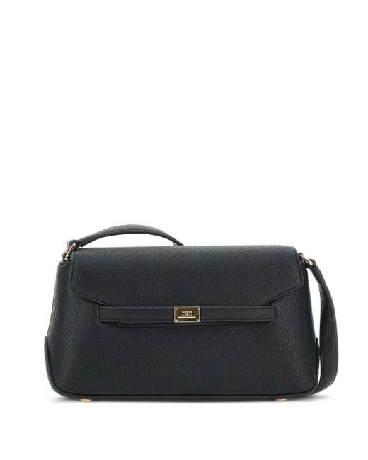 Elisabetta Franchi Black Graine-Leather Shoulder Bag
