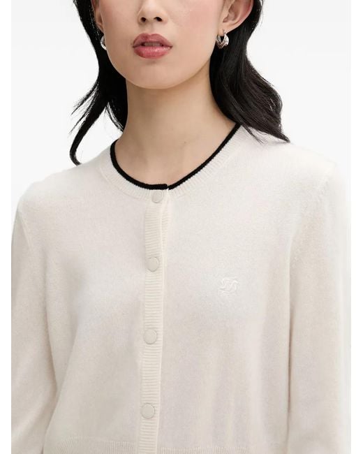 From Future White Contrast-Trim Cardigan