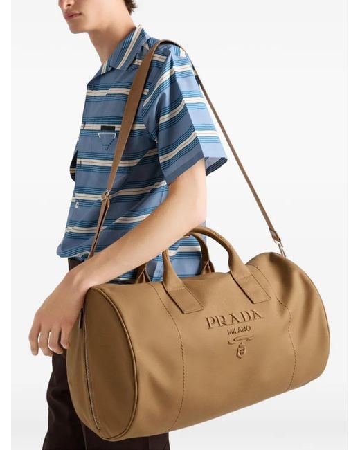 Prada Brown Canvas Duffle Bag