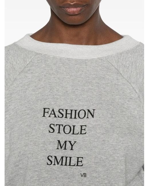 Victoria Beckham White Slogan-Print Raglan-Sleeve Sweatshirt