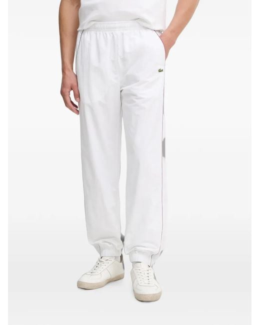 Lacoste White Logo-Patch Track Pants for men