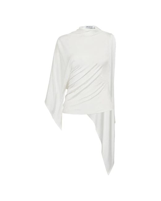 Self-Portrait White Draped Relaxed-Fit Top