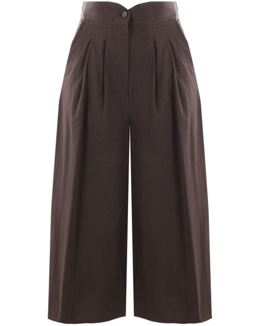 Dusan Brown Pleat-detail Cropped Trousers
