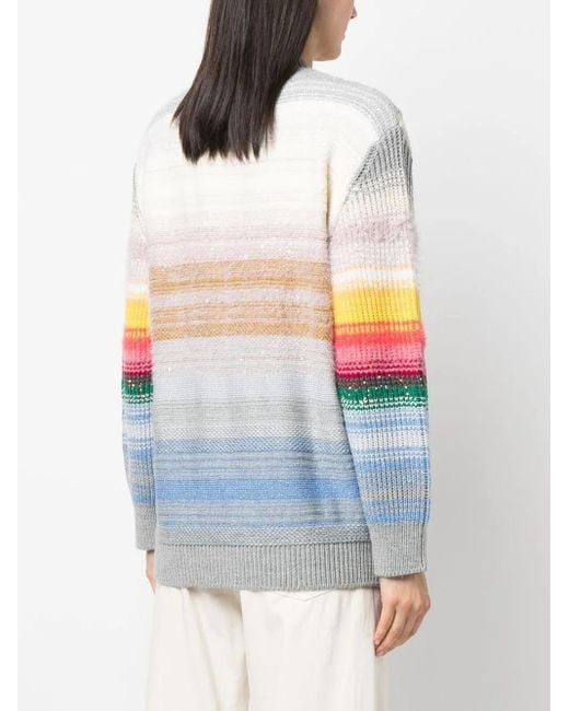 Stella McCartney Gray Festive Smile Intarsia-Knit Jumper
