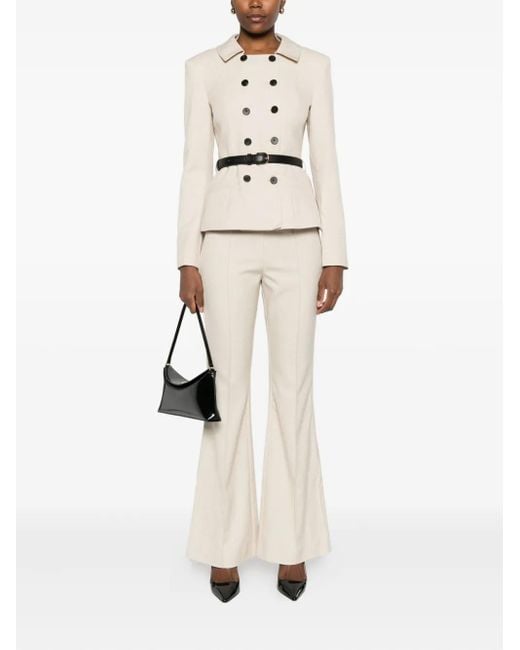 Self-Portrait White Double-Breasted Belted Jumpsuit